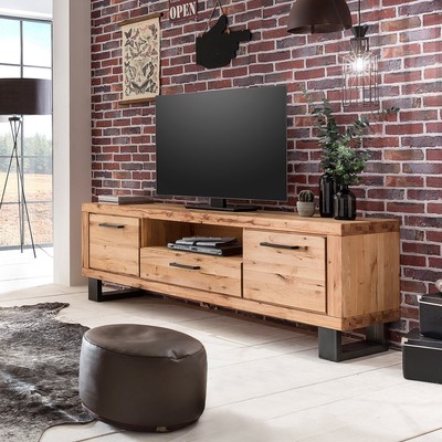 Tv Board Lowboard Kommode Unterschrank Leife In Buche Massiv Und Metall Schwarz Ebay