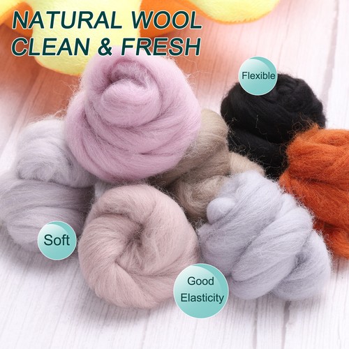 Needle Felting Wool, 2.82oz Wool Roving Yarn, 8 Color, 10g/pack - Bild 4 von 6