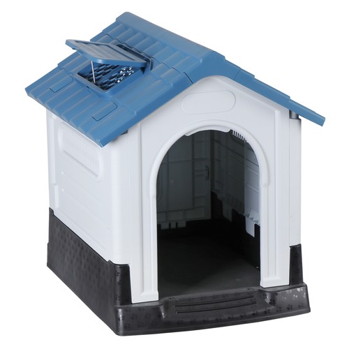 Plastic Dog House Outdoor Indoor Doghouse Puppy Shelter with Adjustable Skylight - Picture 18 of 24