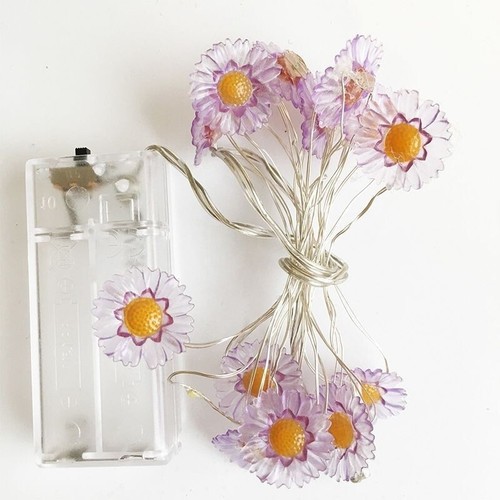 LED Daisy Fairy Lights LED Lights Silver Wire with Battery Colorful Indoor Decor - Picture 6 of 12