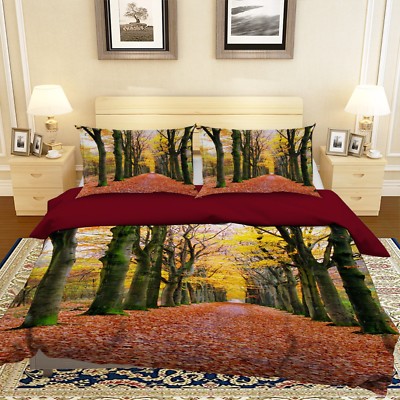 3d Autumn Forest 02 Bed Pillowcases Quilt Duvet Cover Set Single