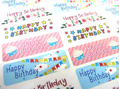 Colourful Happy Birthday Greeting Stickers Labels for Cards /& Gifts HBW-4715-2