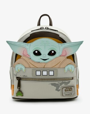 Loungefly Star Wars Mandalorian Child Cradle Mini Backpack Bag Cream Brown Loungefly Star Wars the Mandalorian Grogu & Anzellan Mini  main image 2