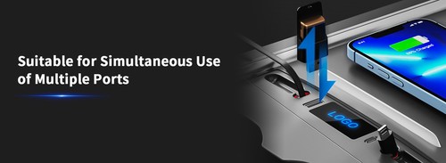 For Model 3/Y Tesla USB Hub Docking Station with Retractable Fast Charging Cable - Picture 10 of 14