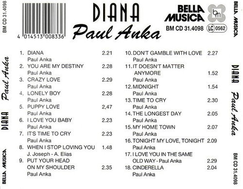 Paul Anka - Diana (CD, Comp) (Mint (M)) - 3215115269 - Bild 2 von 2