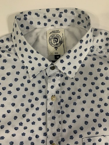 Diesel Industry Long Sleeve Blue & White Shirt Mens Medium Slim Fit Spots Floral - Picture 3 of 11