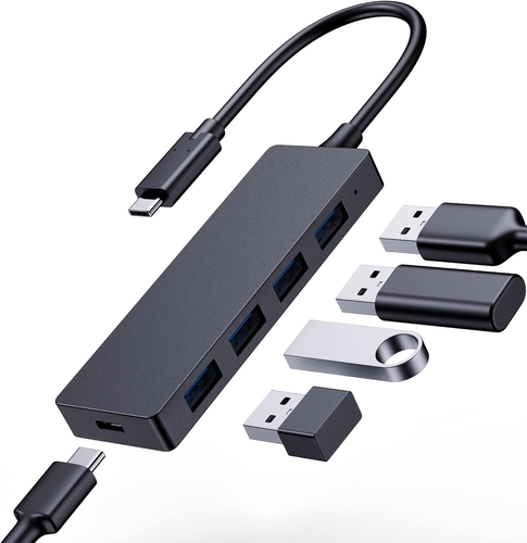 4 Port USB C Hub 5 in 1 Data Adapter Ultra Slim Splitter Laptop Type C Devices - Picture 11 of 12