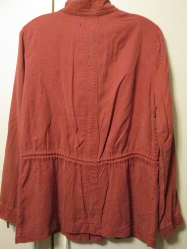 $110 Max Jeans Roan Rouge Soft Red Tencel Military Style Anorak Jacket Sz L NWT - Picture 4 of 5