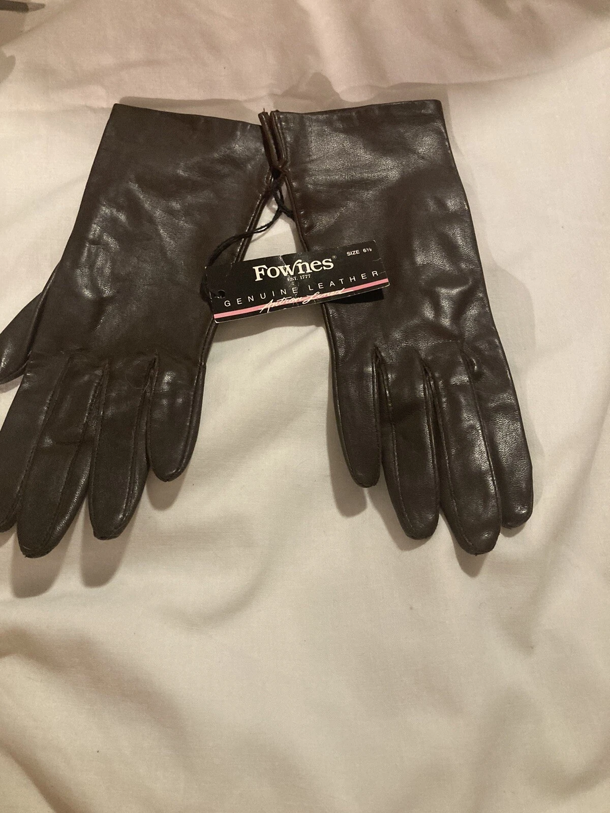Vintage Fownes Leather Antron Lined Driving Gloves Brown Women's Size 6.5 NOS!!