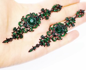Rhinestone-Chandelier-Drop-Earrings-Steampunk-Gothic-Jewelry-4-2-inch-Green