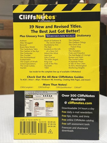 Cliffs Notes On Bronte's Wuthering Heights 2001 Paperback (FC210-4Q4319 - Picture 8 of 8