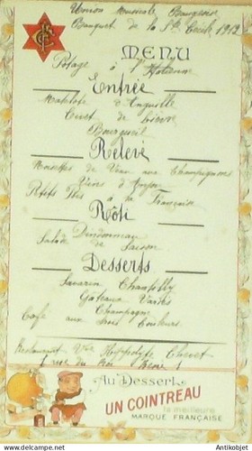 Menu banquet Ste Cécile 1912 publicité Cointreau - Picture 1 of 2