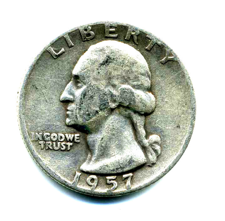 1957 P Washington Quarter 90% SILVER AMERICAN US 25 Cent U.S OLD Nice Coin #7545
