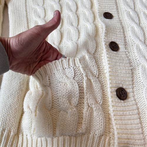 Vtg Sears King’s Road Men’s Fisherman Sweater XL Cable Knit Cardigan Button - Picture 5 of 9