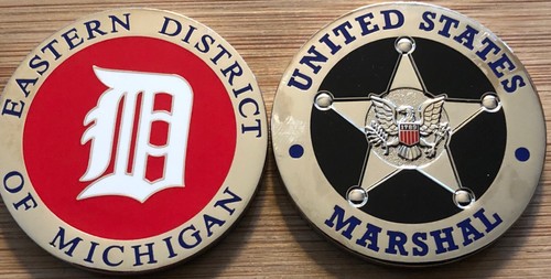 US Marshals Service - Eastern District of Michigan Big “D” Silver challenge coin - Picture 2 of 3