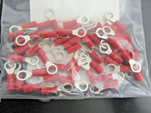 100 Thomas Betts insulated Ring Terminal Wire Crimp Connector Red 16-22 AWG #10 - Picture 2 of 4