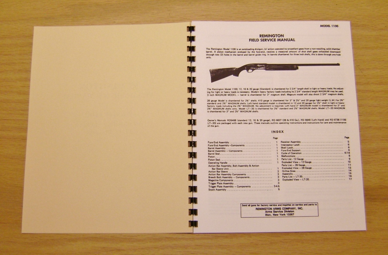Remington Model 1100 Shotgun Field Service & Repair Manual - Gunsmith Guide #28-882468