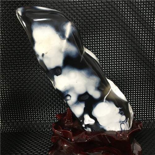 1126g  A rare! Beautiful flower agate home decoration rough polish healing+stand - Picture 11 of 12