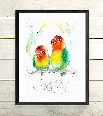 Card Love birds,Sale,Original Print Gift,Wildlife,Animal,Art, Watercolour