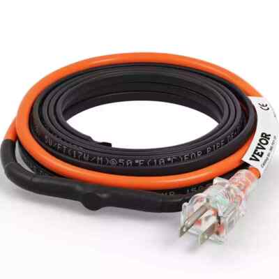 VEVOR 18 ft. Pipe Heat Cable 5W/ft. Self-Regulating Heat Tape IP68 110Volt