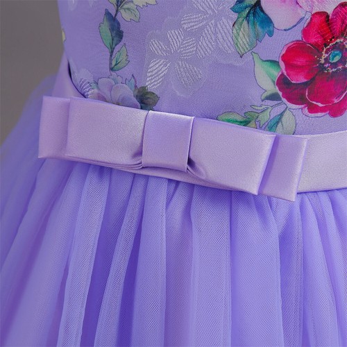 Princess Flower Girls Ball Gown Kids Baby Summer Tutu Dresses Bridesmaid Wedding - Picture 60 of 178