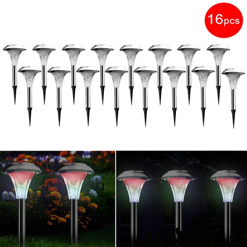 Solar Power Color Changing LED Lights Stainless Steel Lamps Outdoor Garden Lawn  - Picture 16 of 18
