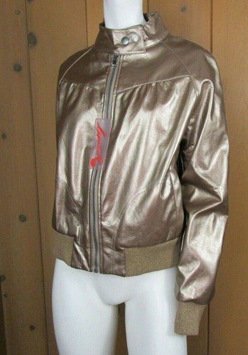 LIPSTICK Taupe Bomber Faux Leather Women's Jacket Size L - Picture 3 of 10