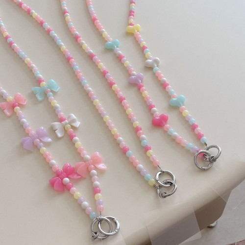 120cm Beads Phone Lanyard Candy Color Messenger Bag Chain Doll