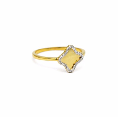 Anillo de cuatro hojas de diamantes de oro amarillo de 10 k - Imagen 2 de 2