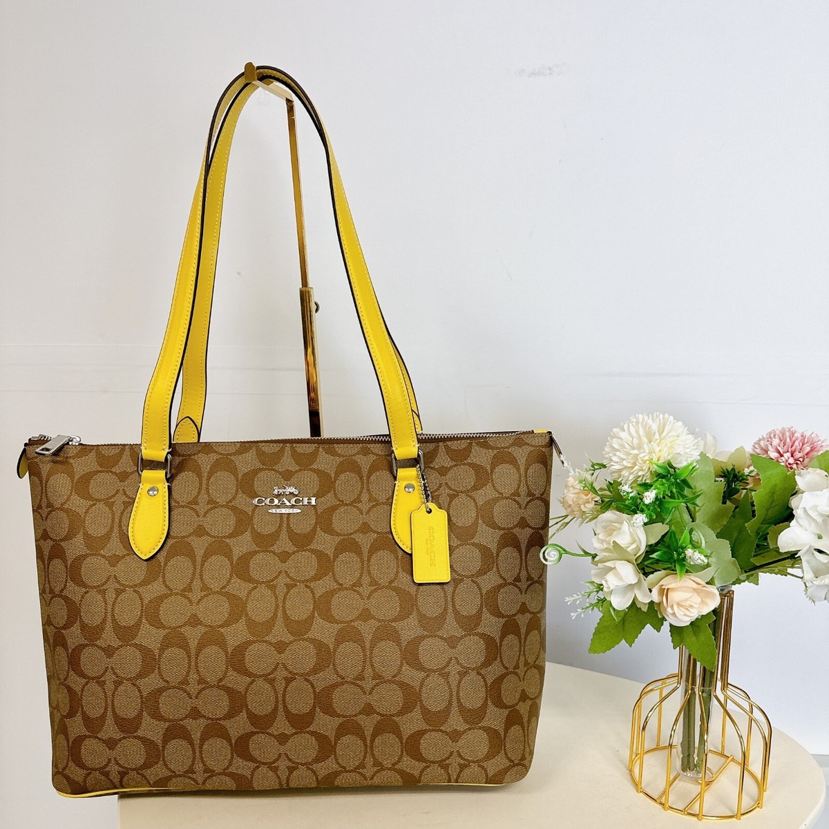 【新入荷】coach　CO-504 COACH CH504 Gallery Tote Signature Canvas & Leather Khaki