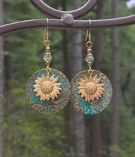Bohemian Style Sunflower Round Drop Earrings