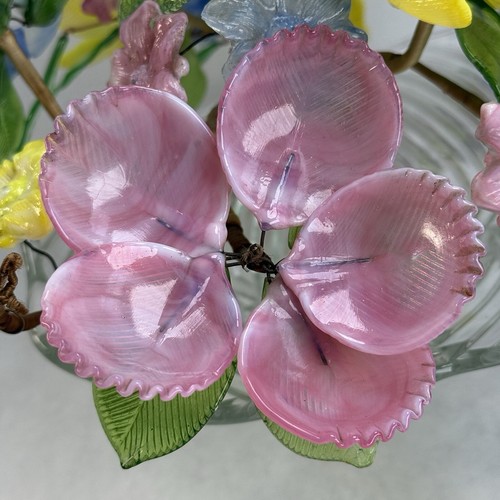 Murano Antique Hand Blown Slag Glass Venetian Art Glass Wired Flower Basket - Picture 23 of 24