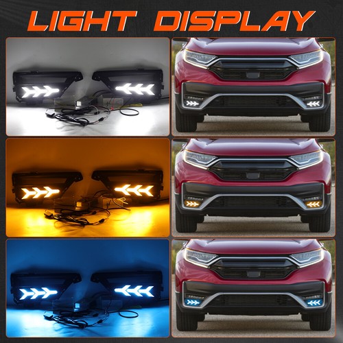 Pair DRL Driving Fog Light 3-Color Turn Signal Lamps For Honda CRV CR-V 2020-22 - Picture 3 of 14