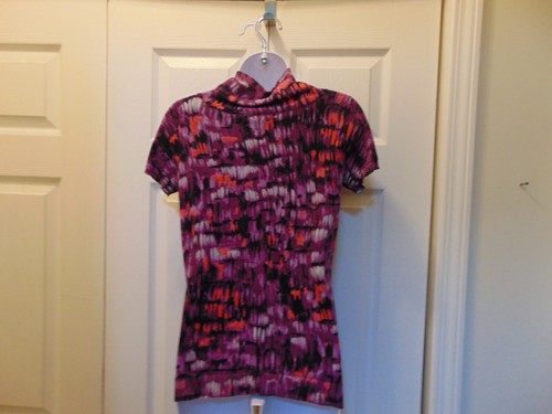 Top Ann Taylor Cuello Capucha Mujer Pequeño Corto Slv Púrpura/Negro Tonos Nuevo con Etiquetas De Colección Años 90 - Imagen 4 de 12