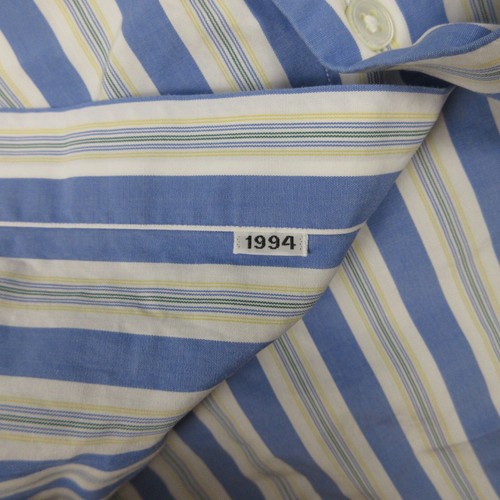 Ascot Chang Shirt Mens Large Blue Striped Custom Made Button Up Collared 1994 - Picture 7 of 12