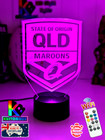QLD MAROONS OLD LOGO RUGBY LEAGUE Personalised 3D LED Night Light Colour Lamp