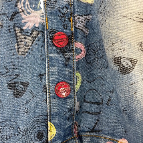 Desigual Girls Size 7/8 graffiti skater button down denim skirt A line Logo - Picture 5 of 7
