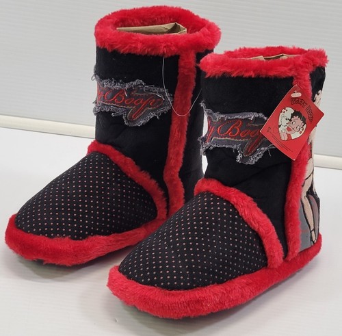 *B3) Betty Boop 2011 King Features Fuzzy Slipper Boots Size 38 (7-7.5) - Picture 1 of 13