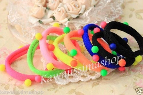 Elastico Bracciale perline colorate filo nero o fluo colori scelta - Picture 1 of 1