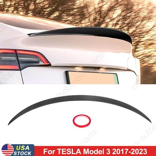 FOR 2017-2023 TESLA MODEL 3 SEDAN CARBON FIBER STYLE REAR TRUNK SPOILER WING US