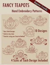 Fancy Teapots Hand Embroidery Patterns - Embroidery, StitchX
