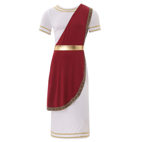 UK Men's Halloween Ancient Roman Gold Trim Toga Robes Greek God Fancy Costume - Picture 16 of 61