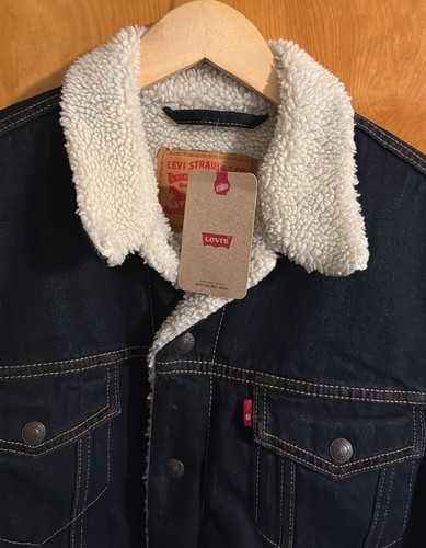 Levis Jean Jacket Mens Medium Fleece Lined Sherpa Trucker - Picture 2 of 4