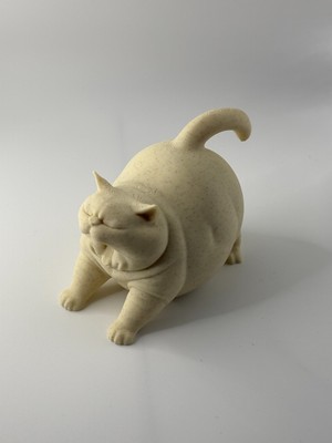 Chonky Cat Statue - Fat Cat Stretching Figurine - Funny Cat Lover Gift - Kitty D