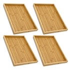 (4-Pack) Natural Bamboo Rectangle Serving & Vanity Tray - for Kitchen, Bathro...