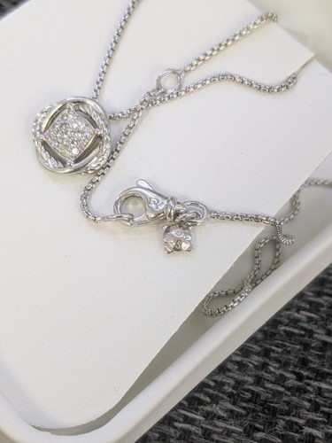 David Yurman 11mm Sterling Silver and Diamond Infinity Small Pendant Necklace - Picture 10 of 14