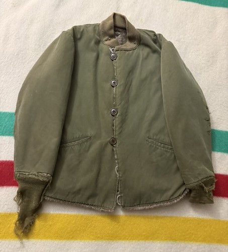40s WW2 US ARMY M43 M-1943 Field Jacket Pile Liner Medium M Thrashed Distressed