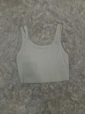 Women s White Racerback Pullover Sports Bra Wireless Full Coverage Stretch M