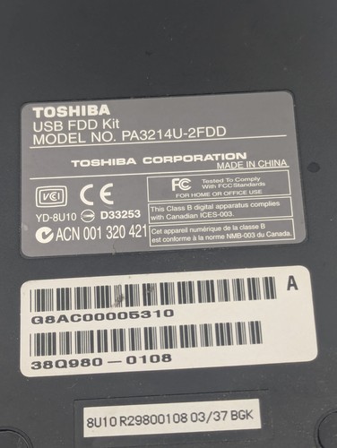 Kit lecteur de disquette externe Toshiba USB FDD modèle n° PA3214U-2FDD - Photo 4/6