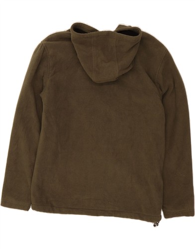 REEBOK Mens Hooded Fleece Jacket UK 36 Small Khaki Polyester BV05 - Picture 2 of 3